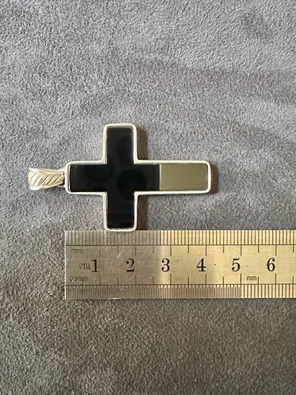 David Yurman Large Chevron Cross Pendant w/ Black Onyx